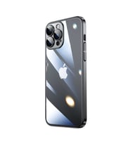 Vendas iPhone 13 Pro Max Uyumlu (13 Pro Max) Pilas Serisi Elektroplated Sert PC Renkli Çerçeveli Silikon Kılıf (Siyah)