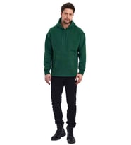 Kapüşonlu Oversize Kanguru Cep Şardonlu 3 İplik Erkek Sweatshirt (Koyu Yeşil)