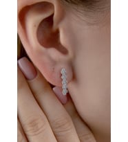 14 Ayar Altın Sarkıt Taş Detaylı Küpe (Rose)