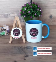 Love Yourself Kupa Bardak Kırmızı ve Ahşap Anahtarlık Hediye (Model 3)