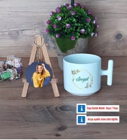 İsme Özel Doğum Günü Hediyesi Kupa Bardak Beyaz ve Fotoğraflı Ahşap Anahtarlık Hediye (Model 12)