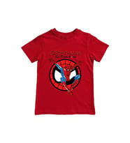 Spiderman baskılı örümcek adam pamuklu penye kumaş yazlık çocuk tişört (Kırmızı)