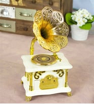 Gramofon Müzik Kutusu (Beyaz)