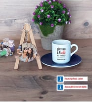 Kız Kardeş Türk Kahvesi Fincanı Ahşap Altlıklı ve Fotoğraflı Ahşap Anahtarlık Hediye (Model 4)