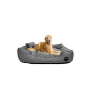 Ultrasoft Büyük Irk Köpek Yatağı Yıkanabilir Yüksek Kaliteli Kumaş Pati Işlemeli 80x100 (Gri)