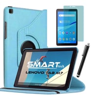 Lenovo Tab M7 7 inç Standlı Tablet Kılıfı Ekran Koruyucu Kalem Set (Mavi)