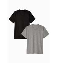 Erkek V Yaka Tshirt SPR24TS40-2 (Siyah-Gri)