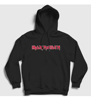 Presmono Unisex Gri Logo Iron Maiden Kapüşonlu Sweatshirt 86681tt (Siyah)