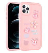 iPhone 14 Pro Uyumlu Kılıf Kabartma Figürlü Parlak Toys Silikon Kapak (Pembe)