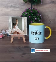 Bride Fotoğraflı Dekoratif Taş, Kupa Bardak Beyaz Hediye (Model 7)