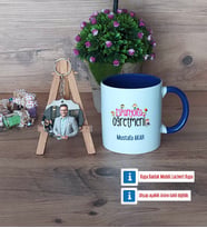 İspanyolca Öğretmeni Kupa Bardak Beyaz ve Fotoğraflı Ahşap Anahtarlık Hediye (Model 3)