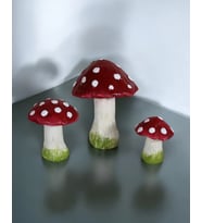 3'lü Mantar Dekoratif Obje Biblo C 0139 (Kırmızı)