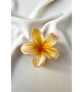 Lotus Hibiscus Çiçeği Premium Çiçek Mandal Toka 7.5 cm (Sarı)