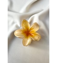 Lotus Hibiscus Çiçeği Premium Çiçek Mandal Toka 7.5 cm (Sarı)