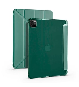 Apple iPad Pro 12.9 2020 Kılıf Kalem Bölmeli Standlı Smart Cover (Koyu Yeşil)