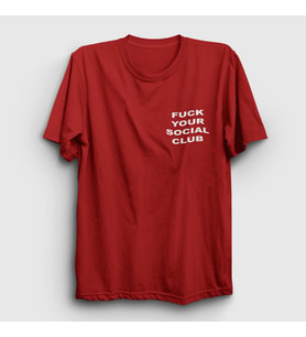 Presmono Unisex Sarı Fuck Your Social Club T-Shirt 401823tt (Kırmızı)