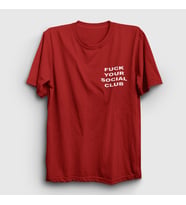 Presmono Unisex Sarı Fuck Your Social Club T-Shirt 401823tt (Kırmızı)