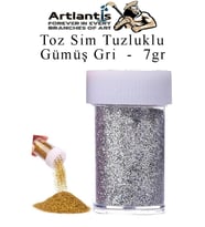Renkli Toz Sim Tuzluklu 7 gr 1 Adet Renkli Toz Sim Epoksi Reçine Okul Etkinlik Dekarasyon Slime (Gri)