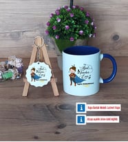 Kadın Öğretmene Hediye Kupa Bardak Kırmızı ve Ahşap Anahtarlık Hediye (Model 2)