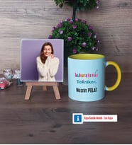 Laboratuvar Teknikeri Fotoğraflı Dekoratif Taş, Kupa Bardak Beyaz Hediye (Model 7)