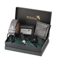 Polo Air Kemer Cüzdan Kartlık Anahtarlık Çakmak Hediyelik Kutusunda CHM-08 (Gri)