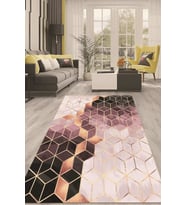 Dijital Kaymaz Taban Yıkanabilir Modern Renkli Salon Halısı Mutfak Halısı Yolluk ND-HT-322 (Pembe)