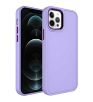 Uyumlu Model Apple iPhone 12 Pro Max Kılıf Kamera Çerçeveli Arka Kısmı Temizlenebilir Kapak (Lila)