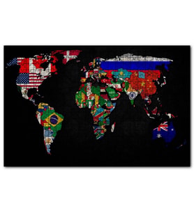 Cakapuzzle Dünya Haritası ve Bayraklar  Puzzle Yapboz MDF (Ahşap) (500 Parça)