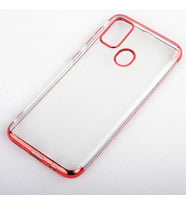 Galaxy M21 Kılıf Zore Dört Köşeli Lazer Silikon Kılıf (Kırmızı)