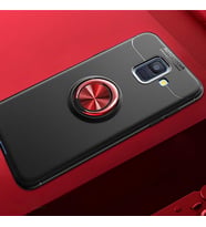 Samsung Galaxy A6 2018 Kılıf Yüzüklü Magnetli Ravel Case (Siyah-Kırmızı)