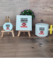 Dünyanın En Güzel Öğretmeni Hediye Seti Kupa Bardak T Kulplu, Dekoratif Taş, Anahtarlık Öğretmenler Günü Hediyesi (Model 5)
