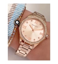 Ferrucci 1. Sınıf Çelik Sade Şık Kadın Kol Saat+Bileklik (Rose)