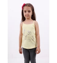 Toontoy Kız Çocuk Kedi Baskılı Atlet (Sarı)