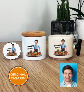 Kişiye Özel Karikatürlü Diyetisyen Hediye Seti T Kupa, Kalemlik, Anahtarlık Diyetisyenler Günü Hediyesi Erkek Diyetisyene Hediye (Siyah)