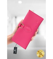 Telefon Kağıt Para ve Bozuk Para Bölmeli Kartlıklı Telefonluk El Çantası Portföy Kadın Cüzdan (Pembe)