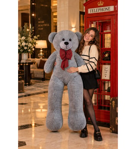 ÖZGÜNER 130 cm Papyonlu Büyük Ayıcık %100 Yerli (Gri)