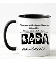 Babalar Günü Hediyesi Babaya Özel İsimli Kupa Bardak (Siyah)