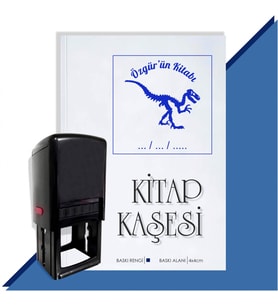 Kişiye Özel  Dinazor İskelet 2 Tarihli Kitap Kaşesi (Mavi)