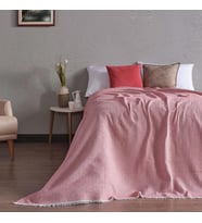 Miabella Home Çift Kişilik Kare Motifli  Desen Pike - Yatak Örtüsü (Pembe)