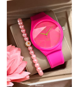 Q&Q Pembe Silikon Kordon, 10 Bar Su Geçirmez (Havuz, Deniz Kullanımına Uygun) Çocuk Kol Saati (Pembe)