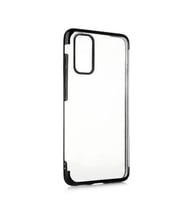 Realme C15 Kılıf İnce Köşeleri Renkli Şeffaf Silikon (Siyah)
