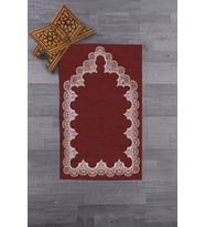 EVDEYA Dijital Baskılı Yıkanabilir Sade Şık Desen Namazlık Seccade 70x130 Cm, Seccade-14-gri, (Kırmızı)