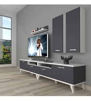 Decoraktiv Eko 5200D Mdf Retro Tv Ünitesi Tv Sehpası (Beyaz - Antrasit)