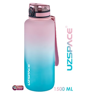 Uzspace Motivasyon Matarası 1500 ml MEGA BÜYÜK BOY Çift Renk Tritan 8 Farklı Renk
