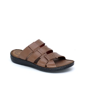 Trendyshose 1030 Anatomic Deri Erkek Günlük Terlik (Taba)