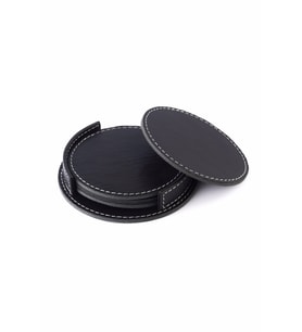 Sedef Silver Deri Bardak Altlığı Çay Kahve Altlığı (Siyah)
