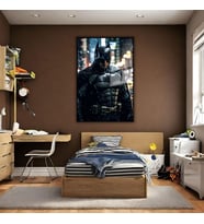 Metal Çerçeveli Cam Tablo Film Karakteri Batman Portresi (Siyah)
