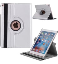Apple iPad 5 Nesil / 6 Nesil / Air / Air 2 / Pro Uyumlu 9,7 inç Döner Standlı Tablet Kılıfı (Gümüş)