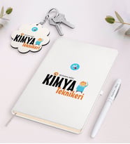 BK Gift Kişiye Özel Kimya Teknikeri Siyah Defter Kalem Ve Anahtarlık Hediye Seti-2 (Model 2)