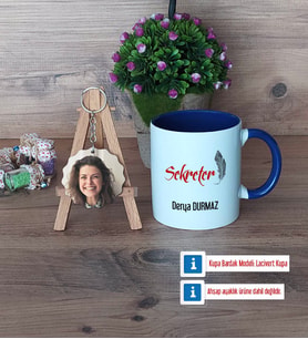 Sekretere Hediye Kupa Bardak Beyaz ve Fotoğraflı Ahşap Anahtarlık Hediye (Model 3)